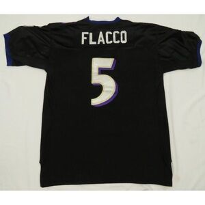 Joe Flacco Baltimore Ravens Football NFL On Field Reebok #5 Sewn Jersey 48